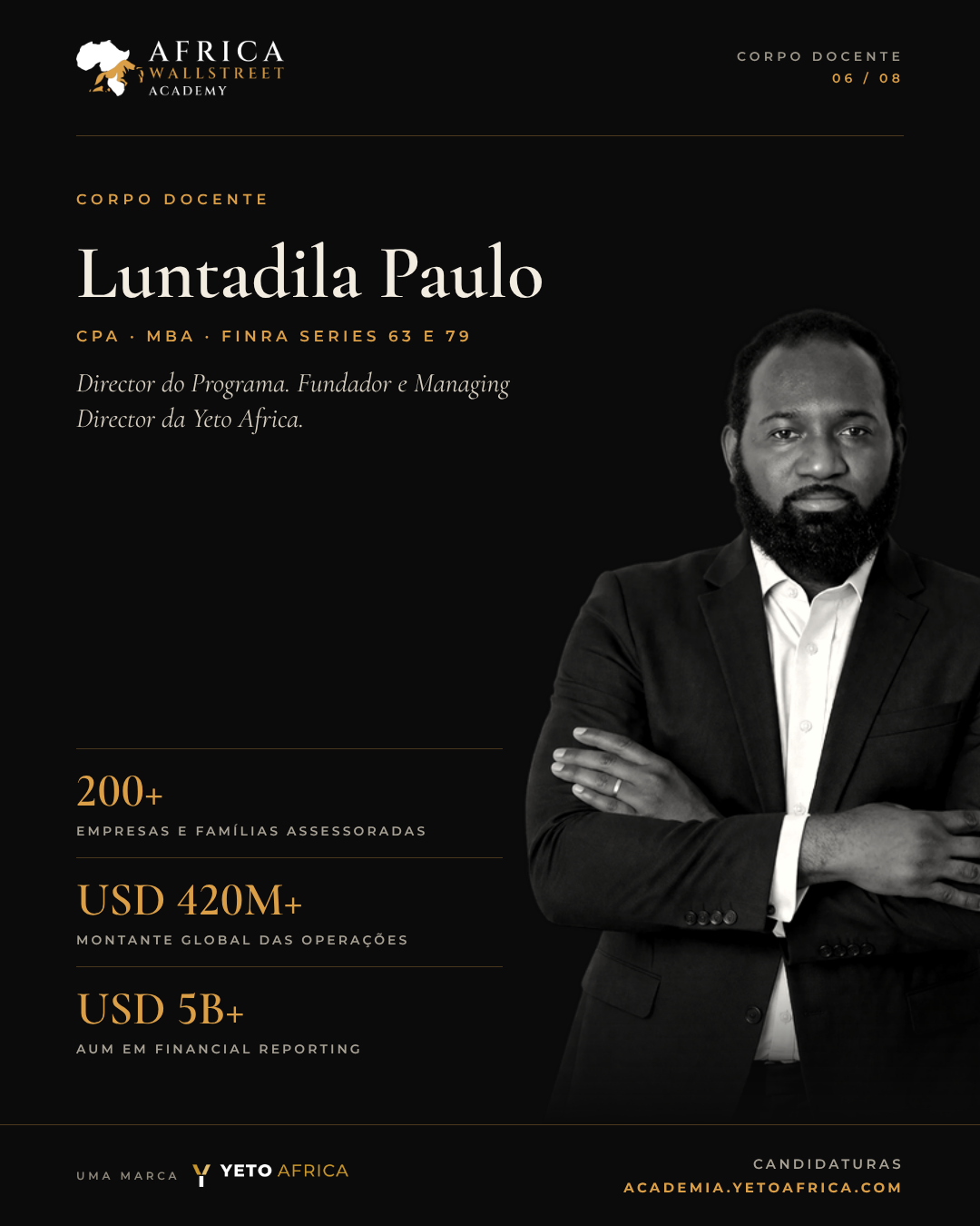 Perfil e experiência do director do programa, Luntadila Paulo